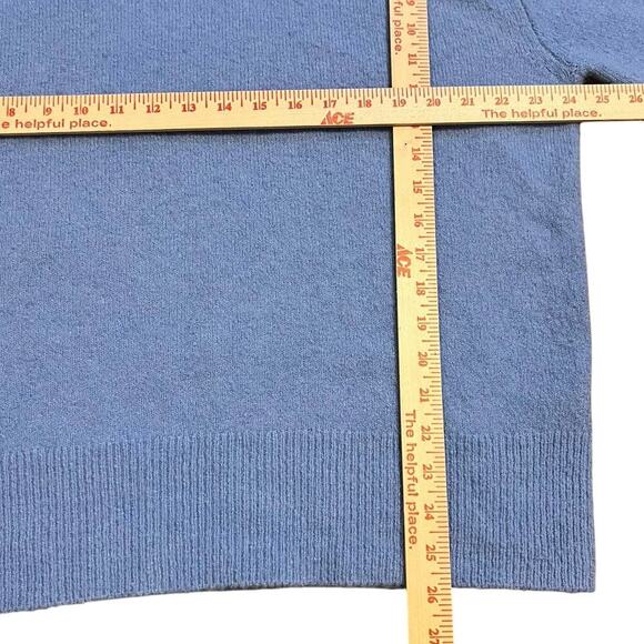 J.Crew Merino Wool Alpaca Blue Crew Neck Sweater Women’s Size Med Blue Knit Soft - Picture 3 of 5